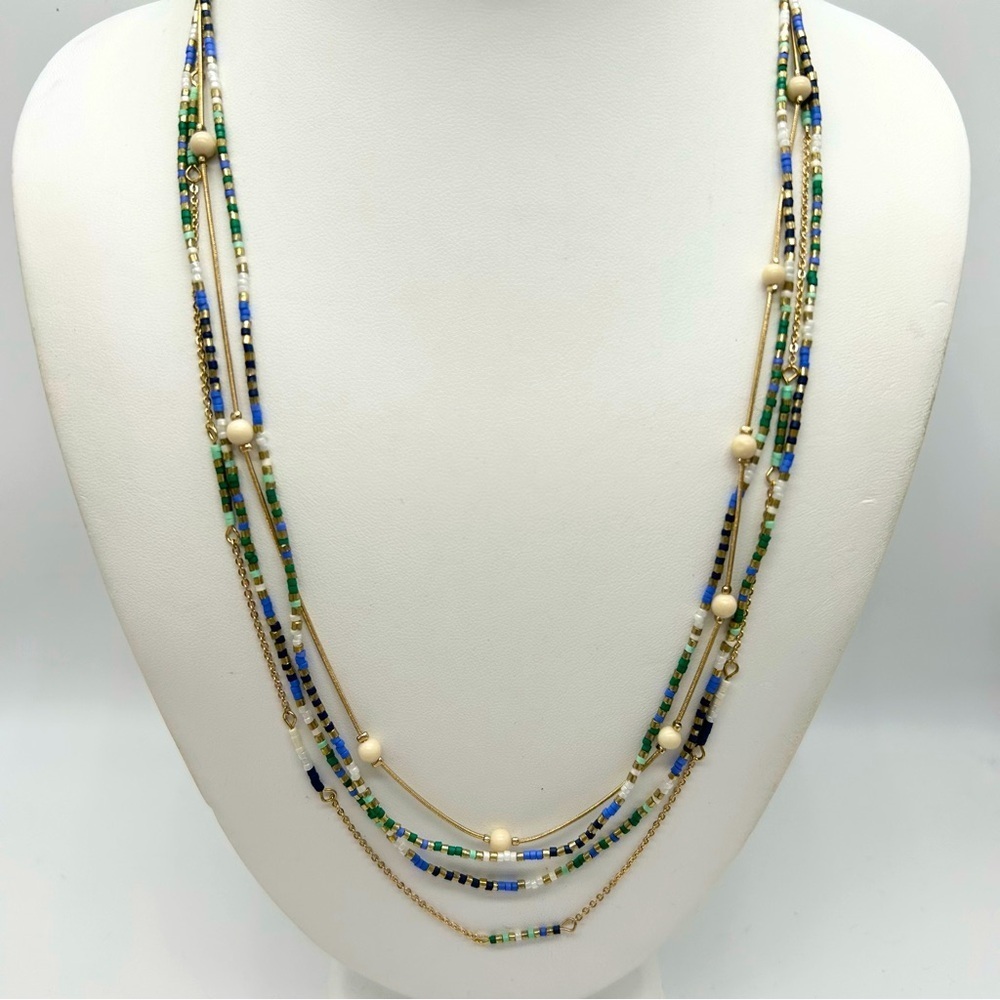 LOFT Multi-Strand Beaded Slide Necklace
